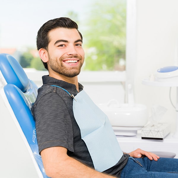 Happy man in procedure